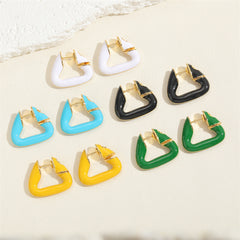 Colorful Geometric Triangle 18K Gold Hoop Earring For Women