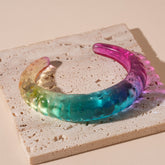 Beaten Surface Acrylic Rainbow Transparent Cuff Bracelet For Women