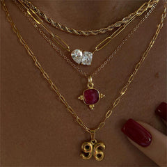 Joint Rectangle Drop Solitaire 18K Gold Plated Stainless Steel Anti Tarnish Necklace Chain For Women