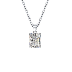 Rectangle Solitaire Silver Multi Color Cubic Zirconia Pendant Chain Earring Ring Set For Women