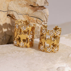 Star 18K Gold CZ Anti Tarnish Stainless Steel Ear Cuff Earrings