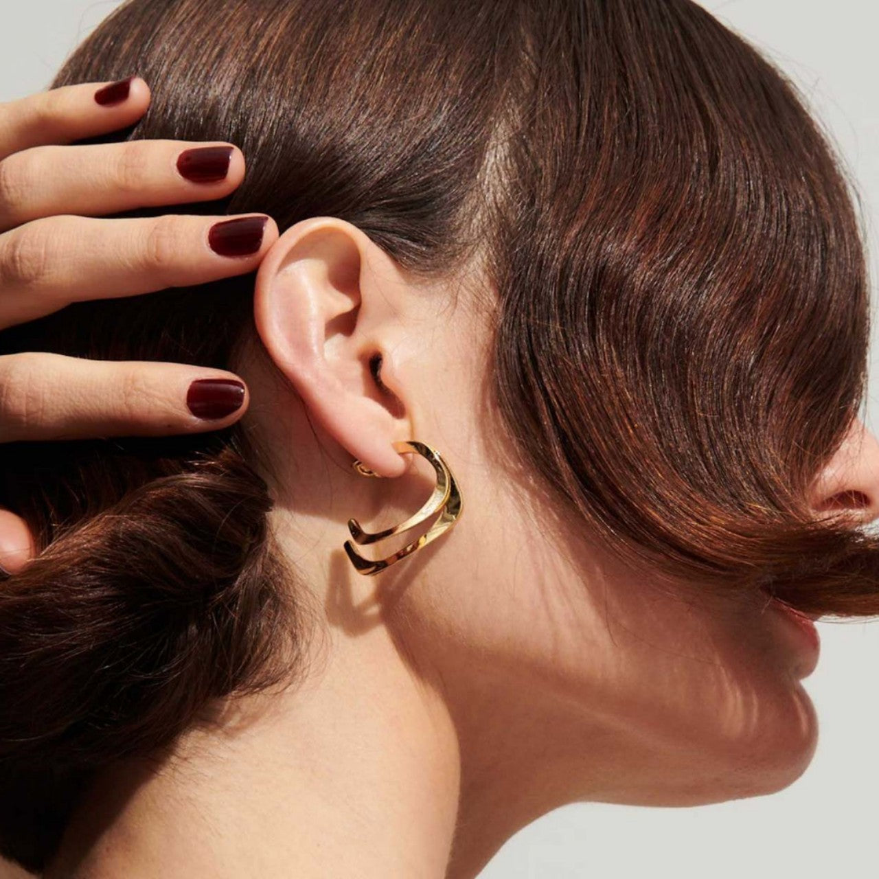 Modern Dual Layer Gold Silver Anti Tarnish Stainless Steel Hoop Earrings