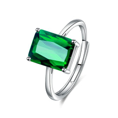 Rectangle Solitaire Silver Multi Color Cubic Zirconia Pendant Chain Earring Ring Set For Women