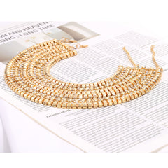 Luxury Multi Layer Gold Silver Plated Crystal Alloy Necklace For Women