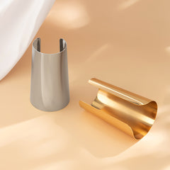 Glossy 18k Gold Silver Wide Cuff Bracelet For Women