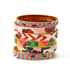 Rainbow Multicolour Enamel 18K Gold Plated Openable Kada Bracelet For Women