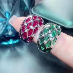 Oval Silver Maroon White Cubic Zirconia Crystal Free Size Ring For Women