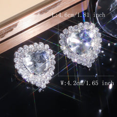 Heart Love Rhinestone Crystal Stud Earring For Women