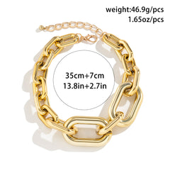 Curb Single Layer Gold Silver Hip Hop Joint Link Chain Necklace For Women