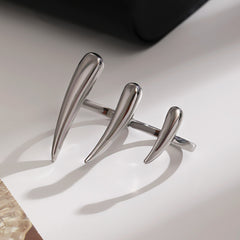 Modern Sculptural Spike Silver Plated Plain Cocktail Ring For Women