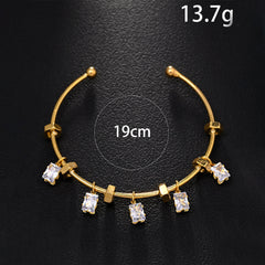Drop Charm Style Gold Silver Plated CZ Anti Tarnish Copper Cuff & Kada