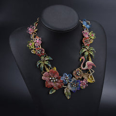 Floral Flower Multi Gemstone Crystal 18K Gold Anti Tarnish Necklace For Women Group1