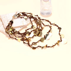 Sequins Paillettes 18K Gold Multi-Layer Threads Necklace Women