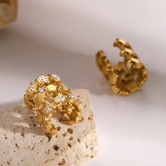 Star 18K Gold CZ Anti Tarnish Stainless Steel Ear Cuff Earrings