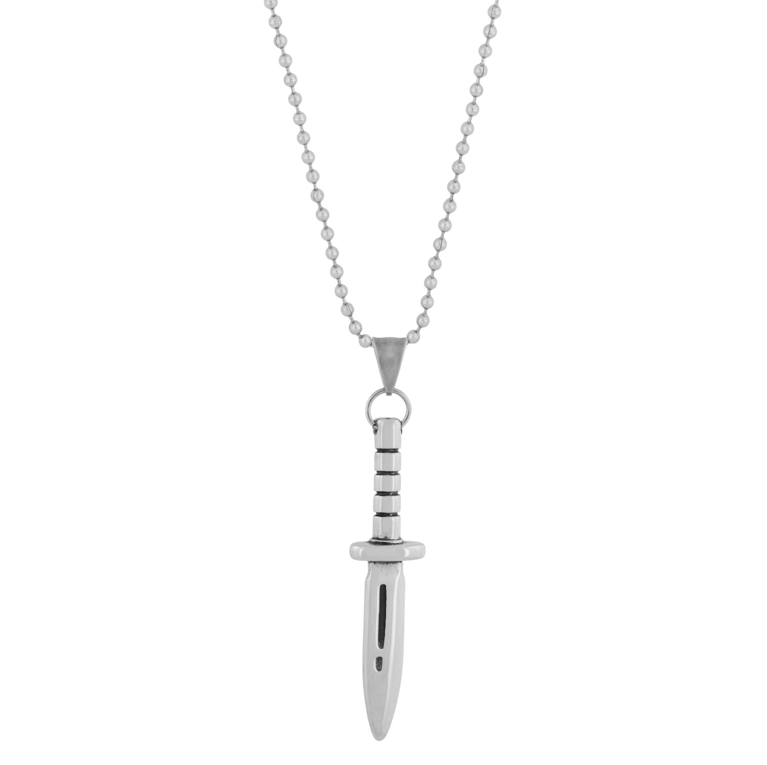 Knife Dagger Silver Stainless Steel Gift Pendant Chain Necklace