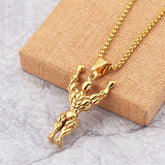 Gym Fitness Body Builder Wrestler Gold Stainless Steel Pendant Chain