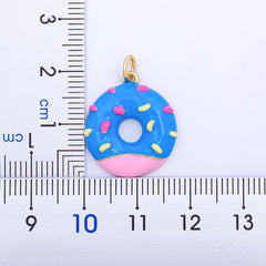 Copper Enamel Blue White Gold Donut Necklace Pendant Chain For Women Girls