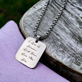 Stainless Steel Rectangle Dog Tag Personalized Engraved Letter Necklace Pendant Chain Unisex