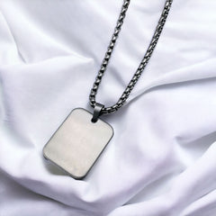 Stainless Steel Rectangle Dog Tag Personalized Engraved Letter Necklace Pendant Chain Unisex