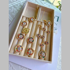 Rainbow Cubic Zirconia Crystal Multicolour 18K Gold Anti Tarnish Pendant Chain For Women