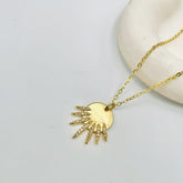 Sun Cubic Zirconia 18K Gold Anti Tarnish Pendant Chain For Women