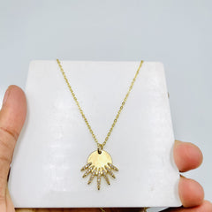 Sun Cubic Zirconia 18K Gold Anti Tarnish Pendant Chain For Women