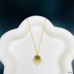 Sun Cubic Zirconia 18K Gold Anti Tarnish Pendant Chain For Women