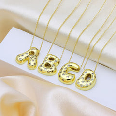 Glossy Studded Initial Letter Alphabet A Cubic Zirconia 18K Gold Anti Tarnish Pendant Chain For Women