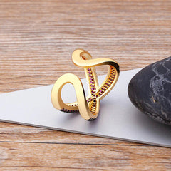 Stylish Cross Black Spinal Gold Adjustable Free Size Band Ring Women Gift