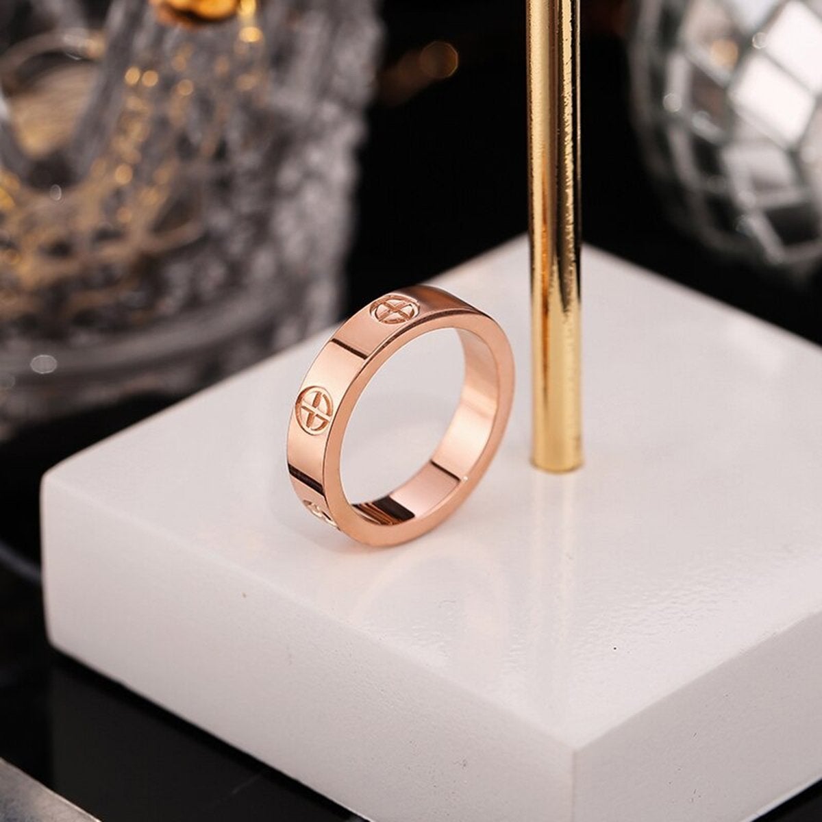 Rose Gold Stainless Steel Band Ring Women Gift – ZIVOM