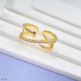 Screw Gold American Diamond Ring For Women