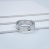 Screw Stainless Steel Silver Cubic Zirconia Band Ring For Women