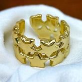 Star Dual Layer 18K Gold Anti Tarnish Open Back Band Ring For Women