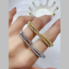 Solitaire Cubic Zirconia 18K Gold Anti Tarnish Adjustable Dual Finger Ring For Women