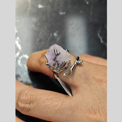 Twig Tree Purple Silver Anti Tarnish Free Size Ring For Women