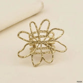 Dented Flower 18K Gold Stainless Steel Anti Tarnish Adjustable Ring For Women
