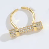 Studded Barrell Cubic Zirconia 18K Gold Anti Tarnish Free Size Ring For Women