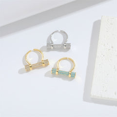 Studded Barrell Cubic Zirconia 18K Gold Anti Tarnish Free Size Ring For Women