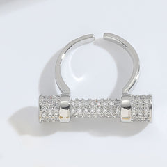 Studded Barrell Cubic Zirconia 18K Gold Anti Tarnish Free Size Ring For Women