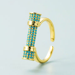 Studded Barrell Cubic Zirconia 18K Gold Anti Tarnish Free Size Ring For Women