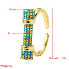 Studded Barrell Cubic Zirconia 18K Gold Anti Tarnish Free Size Ring For Women