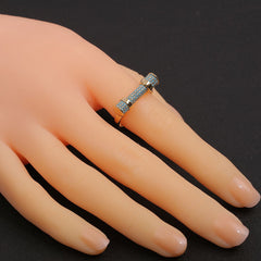 Studded Barrell Cubic Zirconia 18K Gold Anti Tarnish Free Size Ring For Women