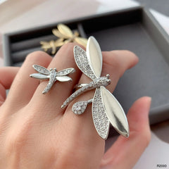 Exquisite Dragonfly Cubic Zirconia Silver Anti Tarnish Free Size Ring For Women