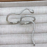 Snake Cubic Zirconia Silver Anti Tarnish Adjustable Dual Finger Ring For Women