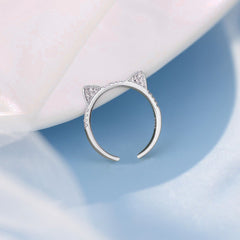 Cat Cubic Zirconia 18K Gold Anti Tarnish Adjustable Ring For Women