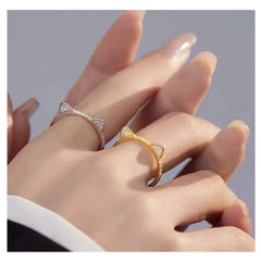 Cat Cubic Zirconia 18K Gold Anti Tarnish Adjustable Ring For Women