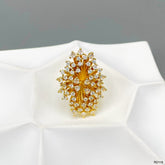 Studded Solitaires Cubic Zirconia 18K Gold Anti Tarnish Free Size Ring For Women