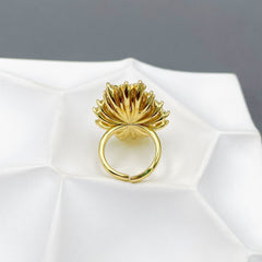 Studded Solitaires Cubic Zirconia 18K Gold Anti Tarnish Free Size Ring For Women