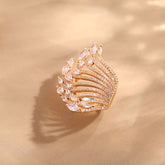 Marquise Solitaire Cubic Zirconia 18K Gold Anti Tarnish Adjustable Ring For Women