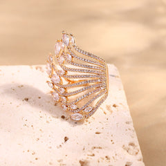 Marquise Solitaire Cubic Zirconia 18K Gold Anti Tarnish Adjustable Ring For Women